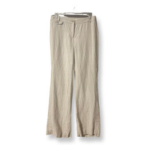 Loft Womens Kate Straight Leg Pants Beige Pockets 100% Linen Petites 4P